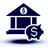 bank accounts icon in color navy blue with pure white background