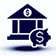 bank accounts icon in color navy blue with pure white background