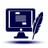 codicil and online will icon in color navy blue with pure white background