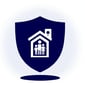 family security icon in navy blue color with pure white background
