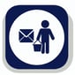 mail delivery icon in navy blue color with pure white background