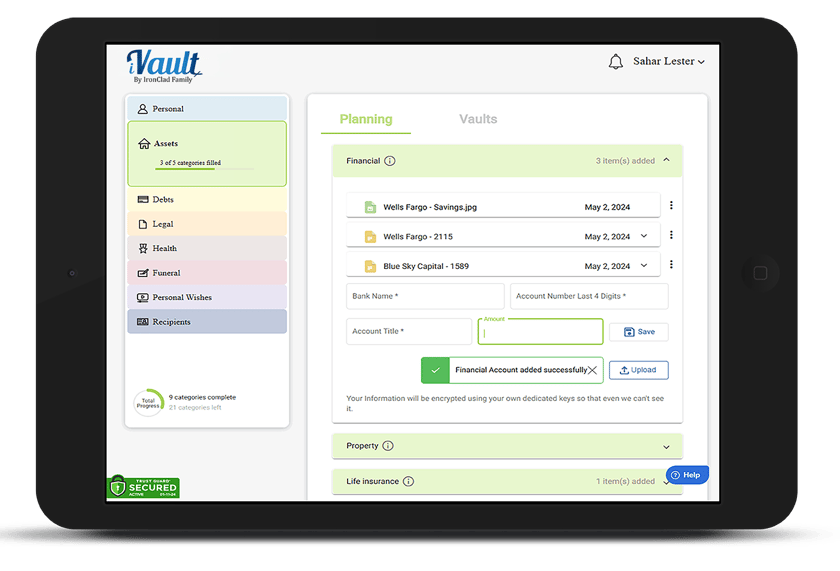 Ipad financial accounts